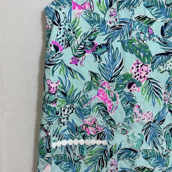 Lilly Pulitzer Barking Up The Palm Tree Seasalt Blue Classic Shift Dress Girl 10 - Picture 7 of 11